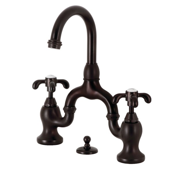 Kingston Brass Bridge Bathroom Faucet with Brass Pop-Up, Oil Rubbed Bronze KS7995TX - main